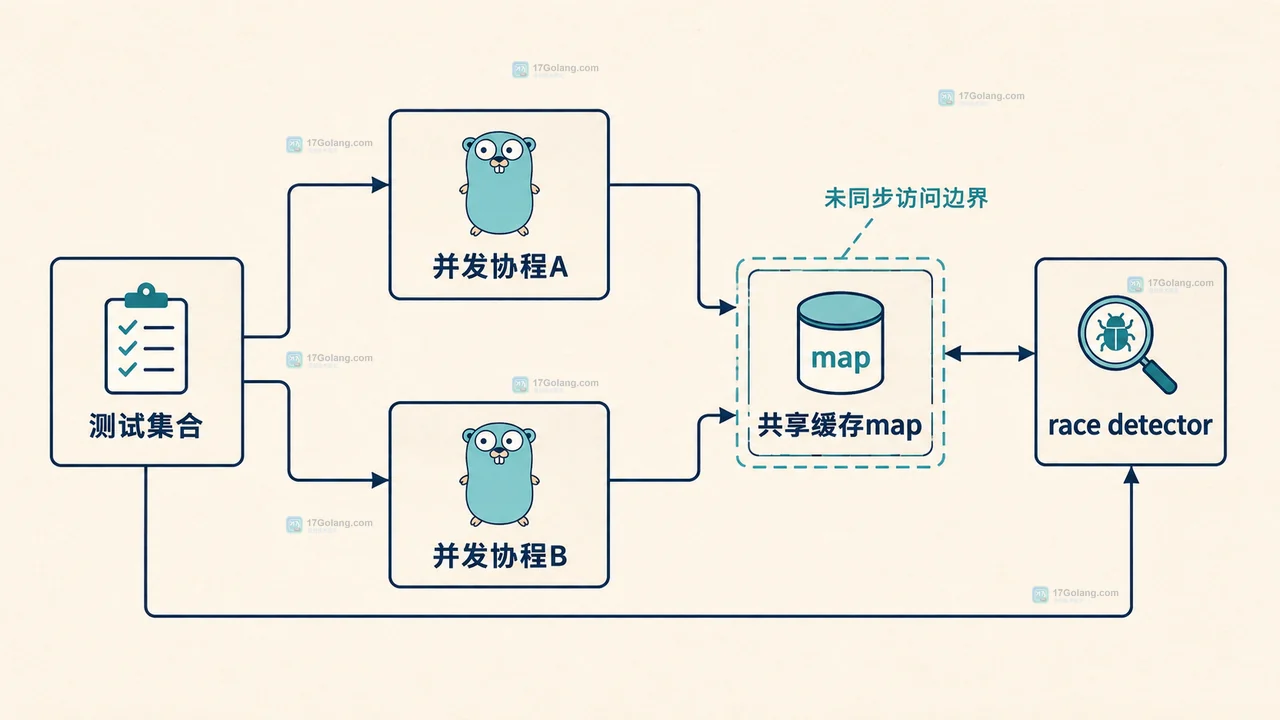 Go race detector 测试集合与共享缓存 map 的静态关系图