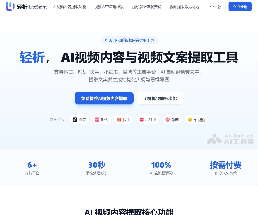 轻析 LiteSight：AI视频内容提取与结构化大纲生成工具