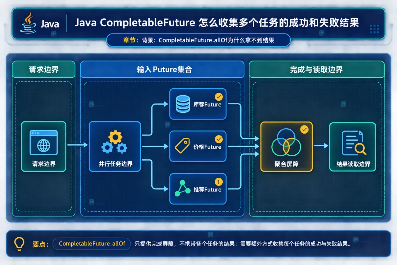 CompletableFuture allOf 屏障与各输入结果的静态关系框图
