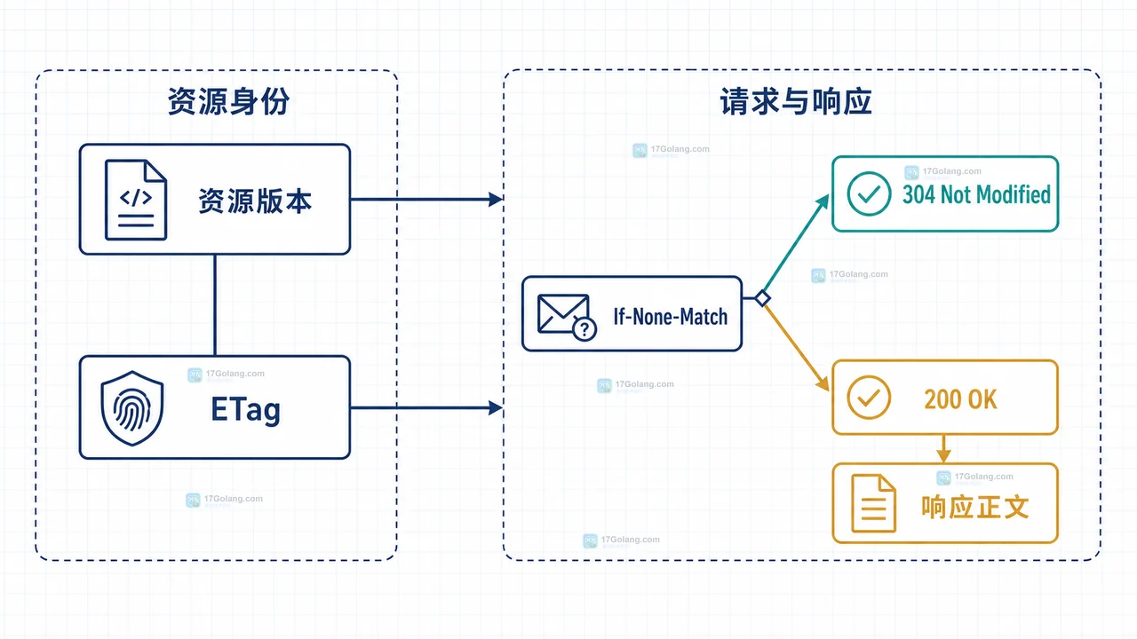 Go net/http 静态资源 handler 中 ResponseWriter、ETag、ServeContent 与 ReadSeeker 的结构关系