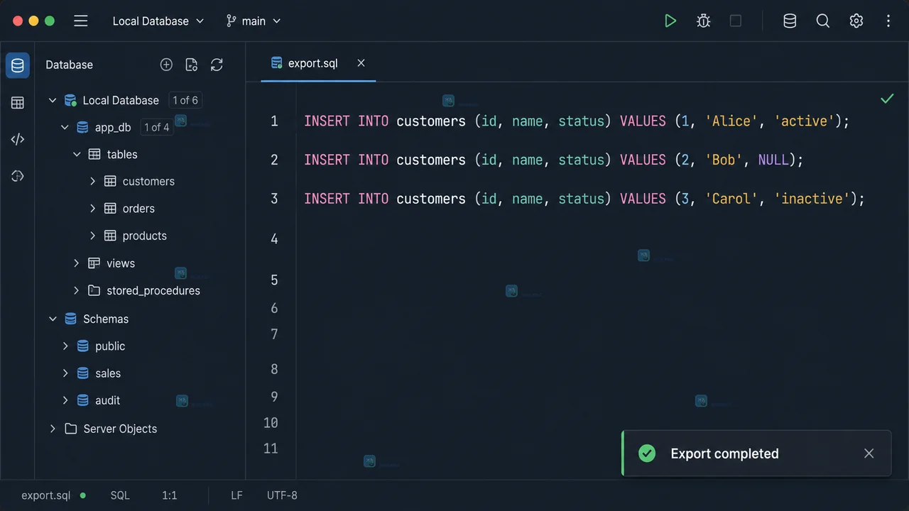 DataGrip 查询结果工具栏中的 Export Data 入口和 Result Set