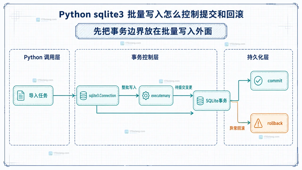 Python sqlite3 分批提交中批次切片、SAVEPOINT、IntegrityError 与回滚范围的静态关系图