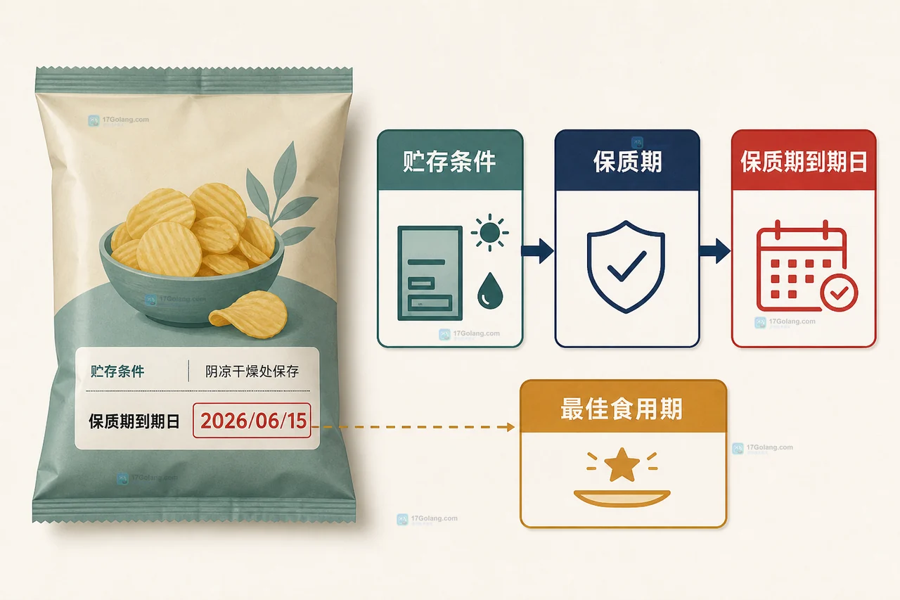 购买食品前的日期检查清单：到期日、储存条件、开封状态和包装异常四项并列判断