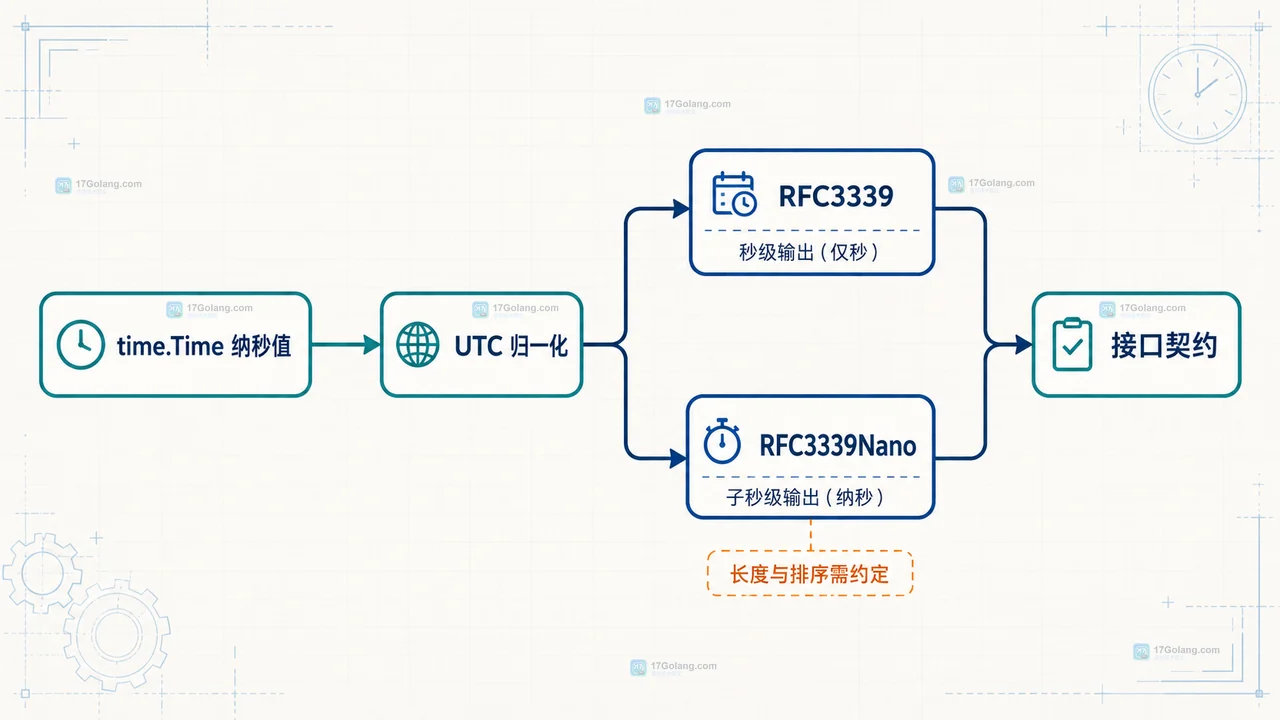 Go time.Time JSON 序列化中 UTC、固定时区与数值偏移的关系框图