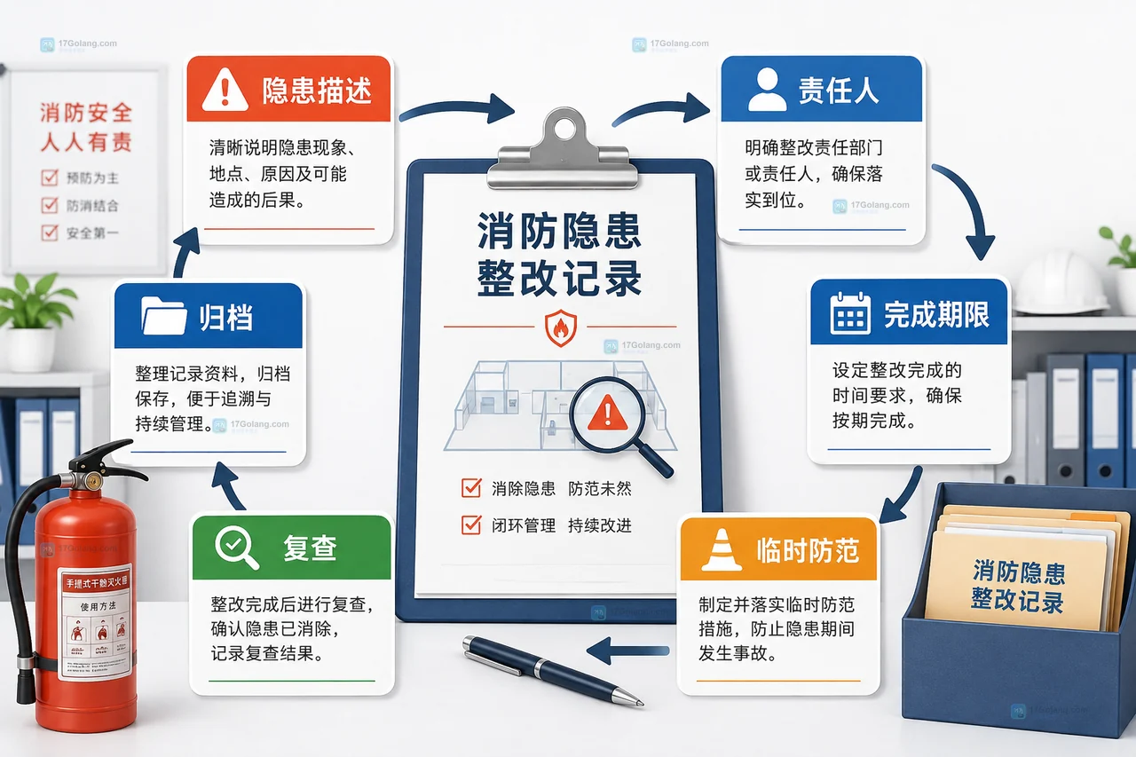 企业消防检查记录中区分内部自查整改期限与消防监督文书期限的原创说明图