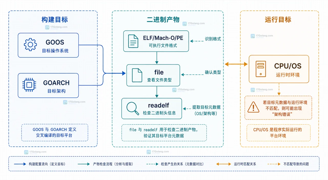 Go 纯 Go 与 cgo 交叉编译中 CGO_ENABLED、目标 CC、共享库和动态加载器的关系图