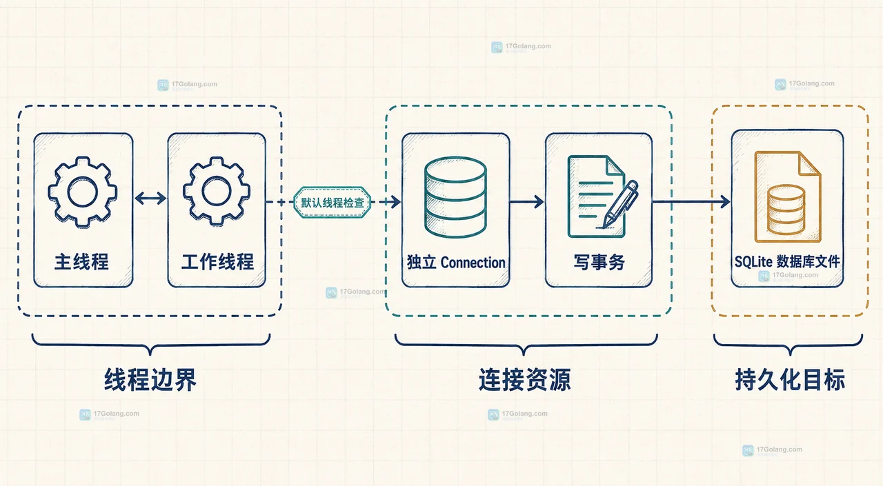 Python sqlite3 连接上下文、待提交事务与数据库文件之间的静态关系图