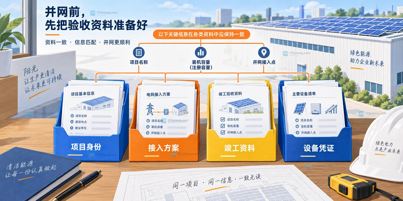 分布式光伏从光伏阵列、逆变器到并网点的设备认证、试验记录、保护通信和现场安全检查原创说明图