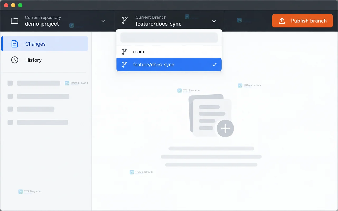 GitHub Desktop Repository settings 的 Fork Behavior 面板选择向父仓库贡献