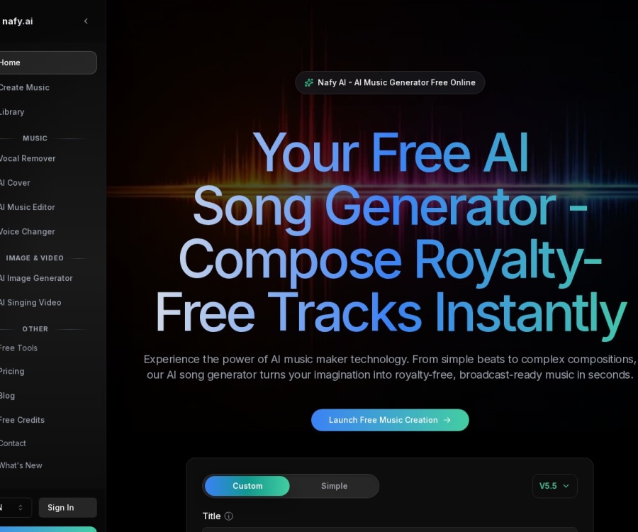 Nafy AI：在线AI音乐生成器，支持免版税商用、人声克隆与智能编曲