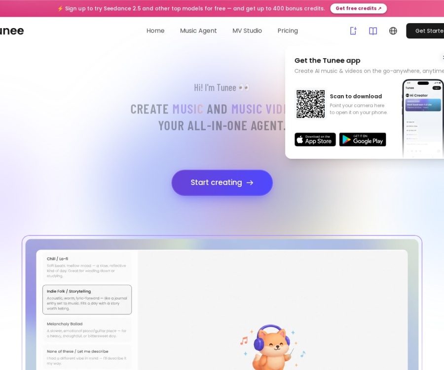 Tunee：天谱乐推出的对话式AI音乐创作Agent，一键生成歌曲与MV