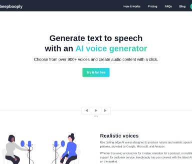 Beepbooply：多功能文本到语音转换平台，900种AI声音选择