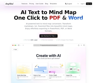 AmyMind：AI驱动思维导图工具，快速生成并多格式导出
