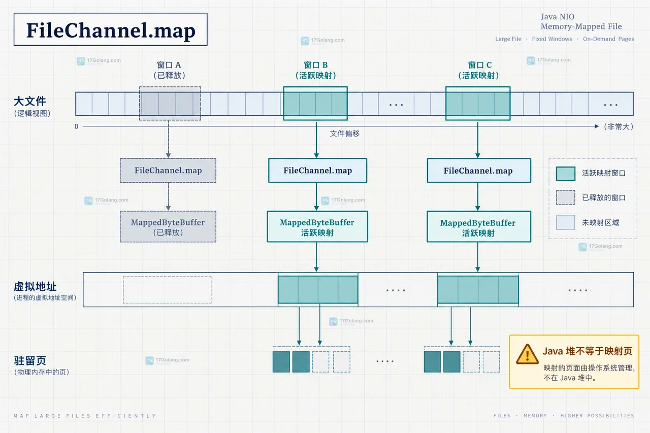 Java FileChannel 映射窗口 A 和窗口 B 之间跨边界记录通过 carry-over 拼接