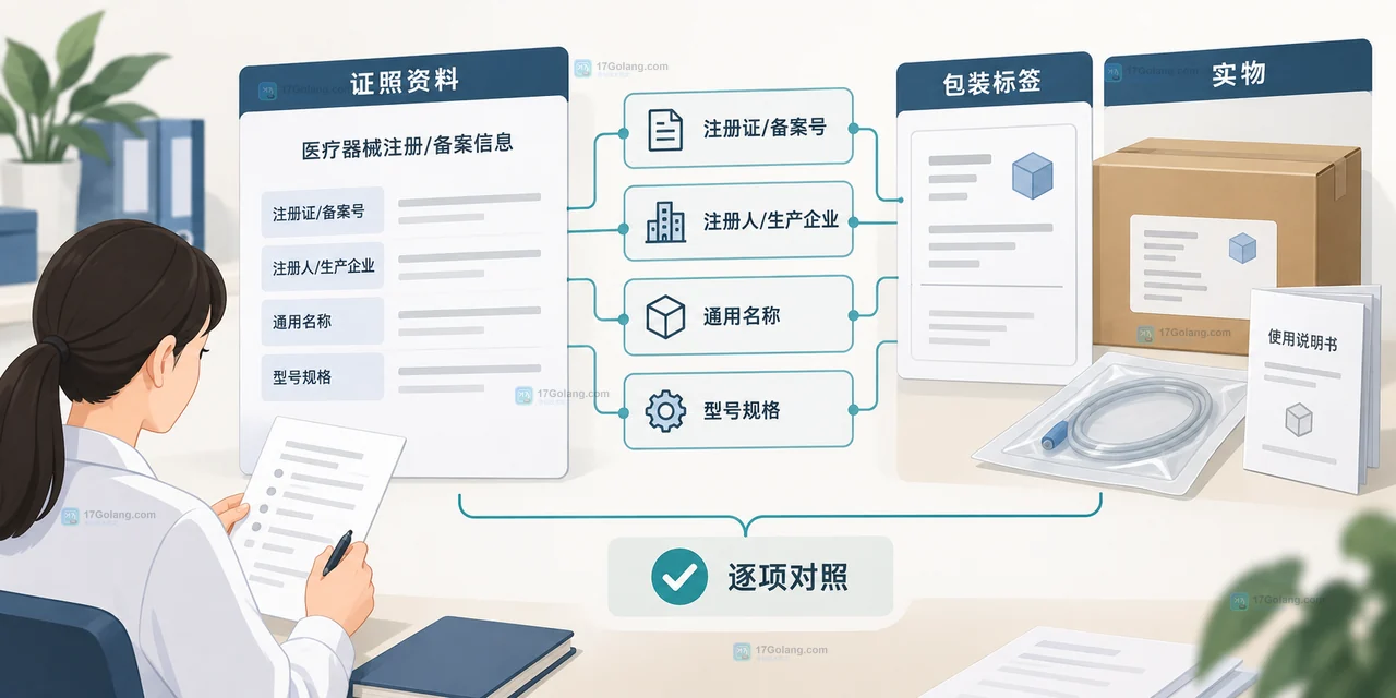 医疗器械到货验收中围绕产品批号、有效期、供货单和隔离区建立追溯记录的原创说明图