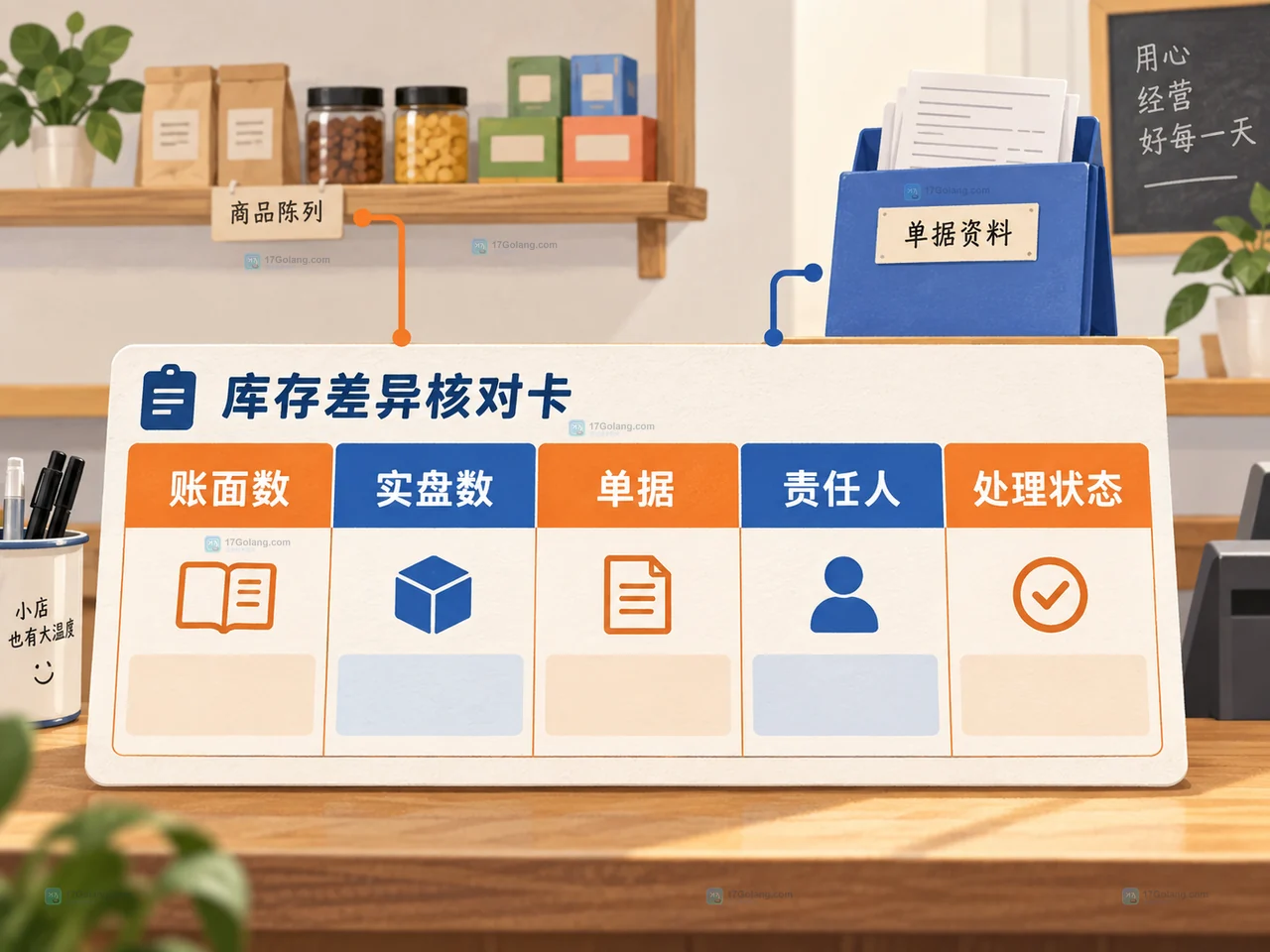 零售店盘点差异由销售退货报损和盘点时点四类记录交叉解释的原创说明图