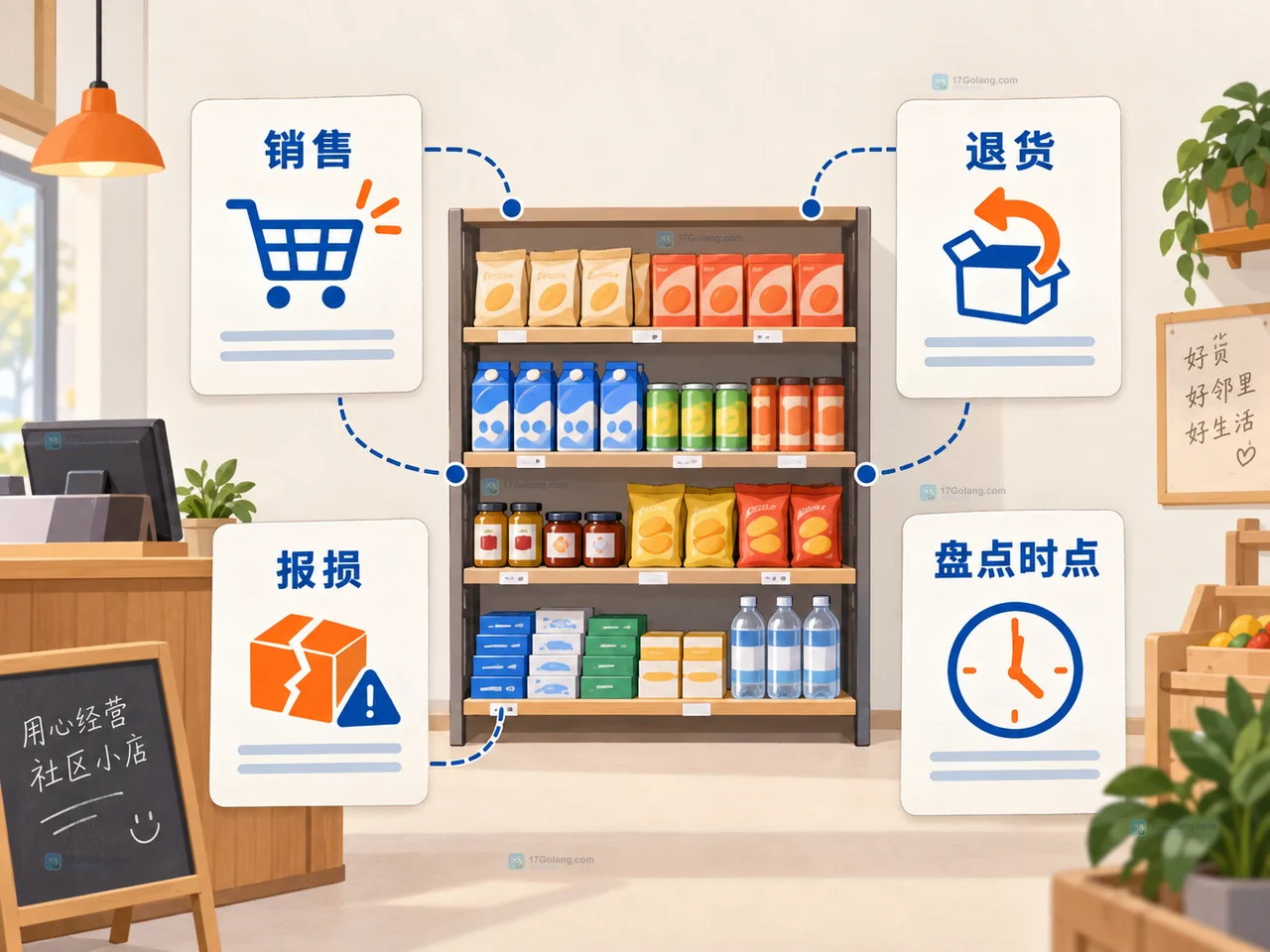 零售店库存差异核对卡展示账面数实盘数单据责任人和处理状态的原创说明图