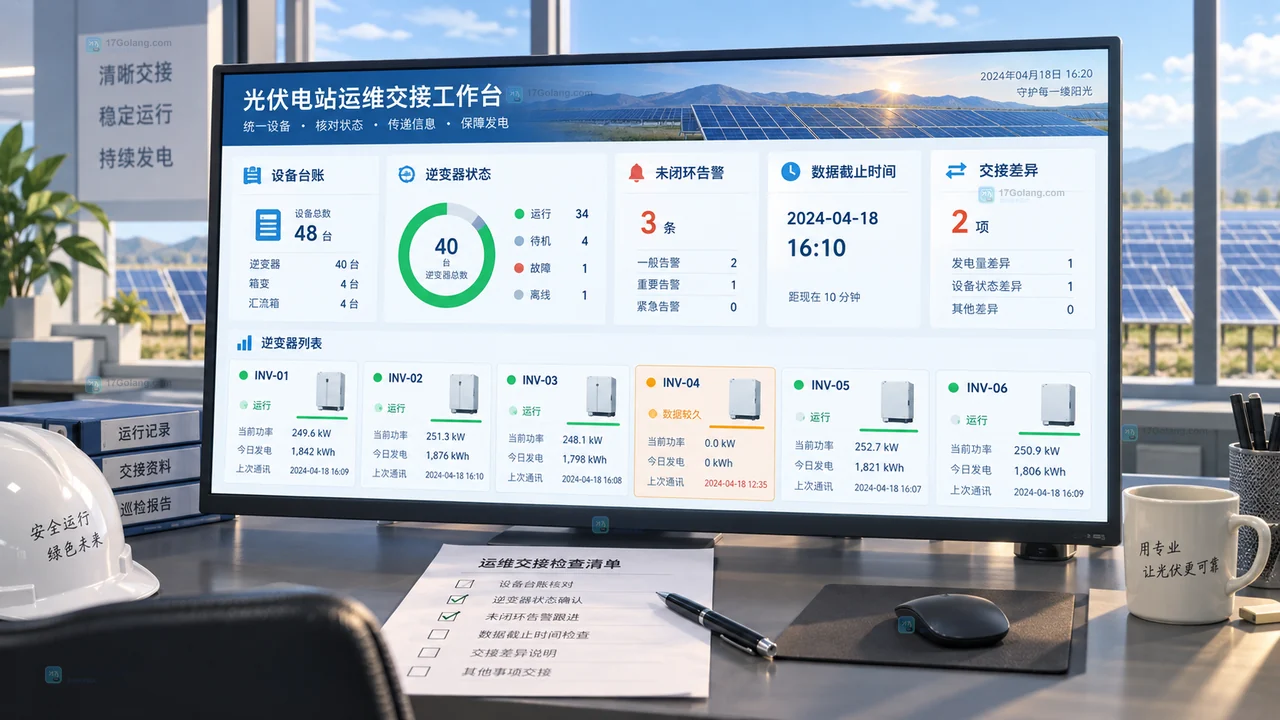 逆变器告警、工单处理和责任确认的闭环示意图