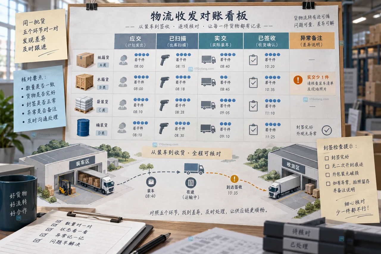 物流园区货物从入场扫描、装车交接、到场卸货到签收记录的四段交接证据链