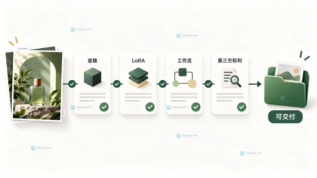 AI 图片交付前依次检查底模、LoRA、工作流和第三方权利