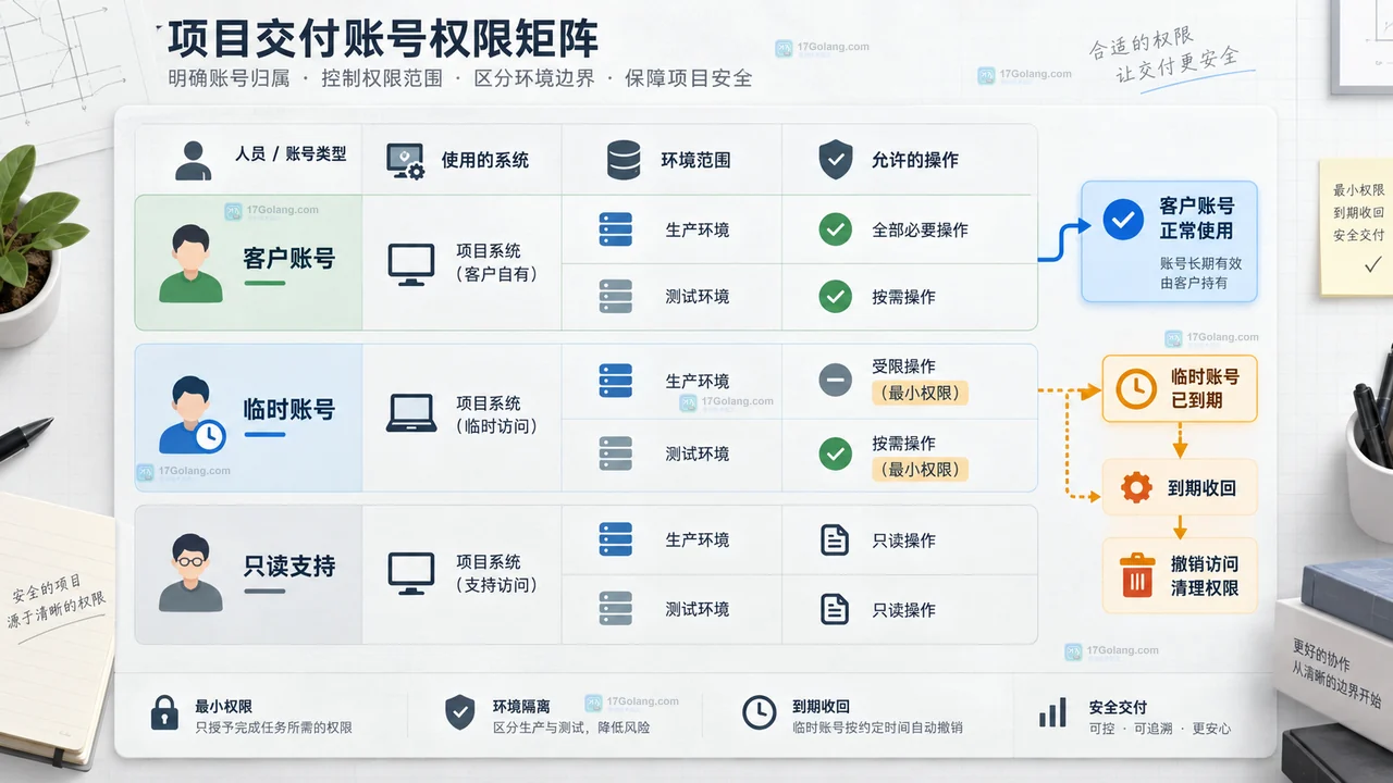 软件项目验收资料链路，从需求确认、功能验证连接到部署记录、运维交接和最终归档