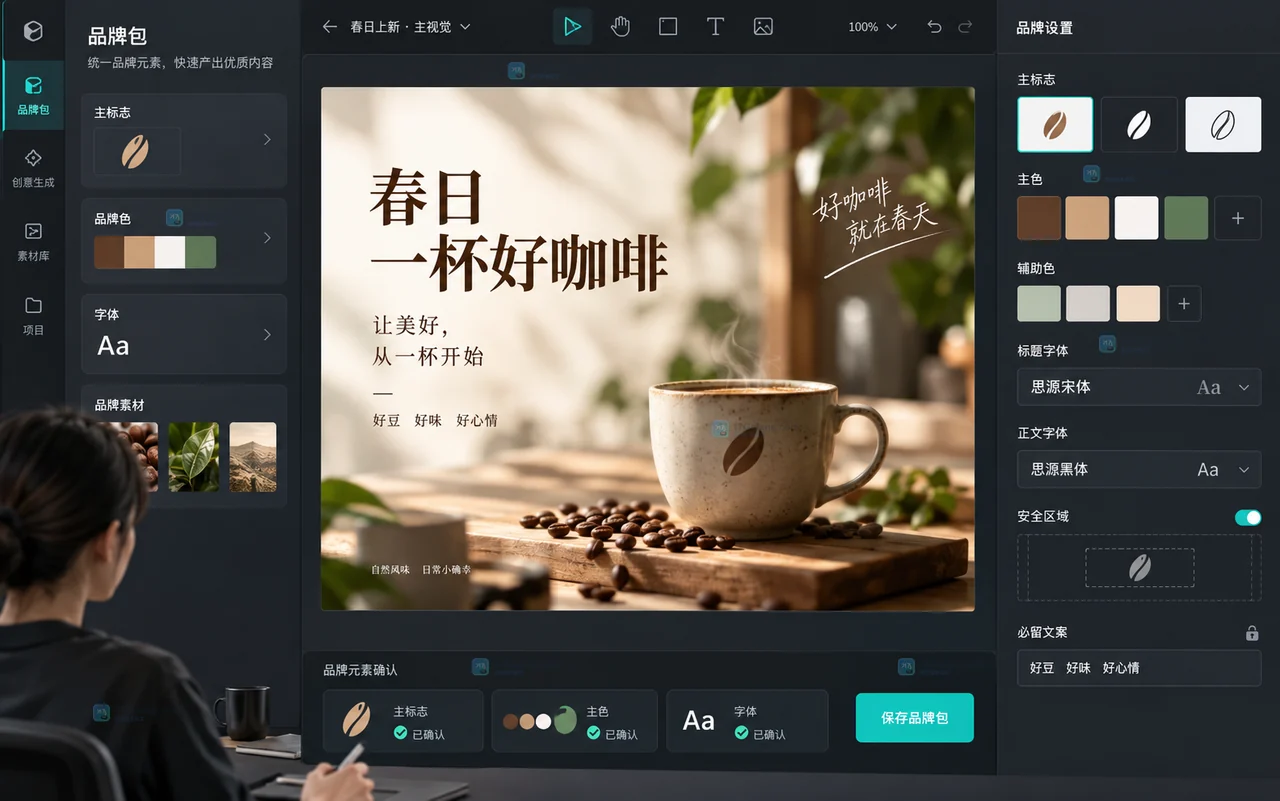 Lovart 品牌包与活动母版确认操作示意图