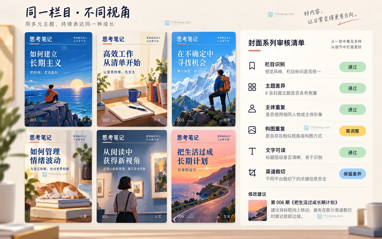 Lovart 连续选题封面系列审核示意图
