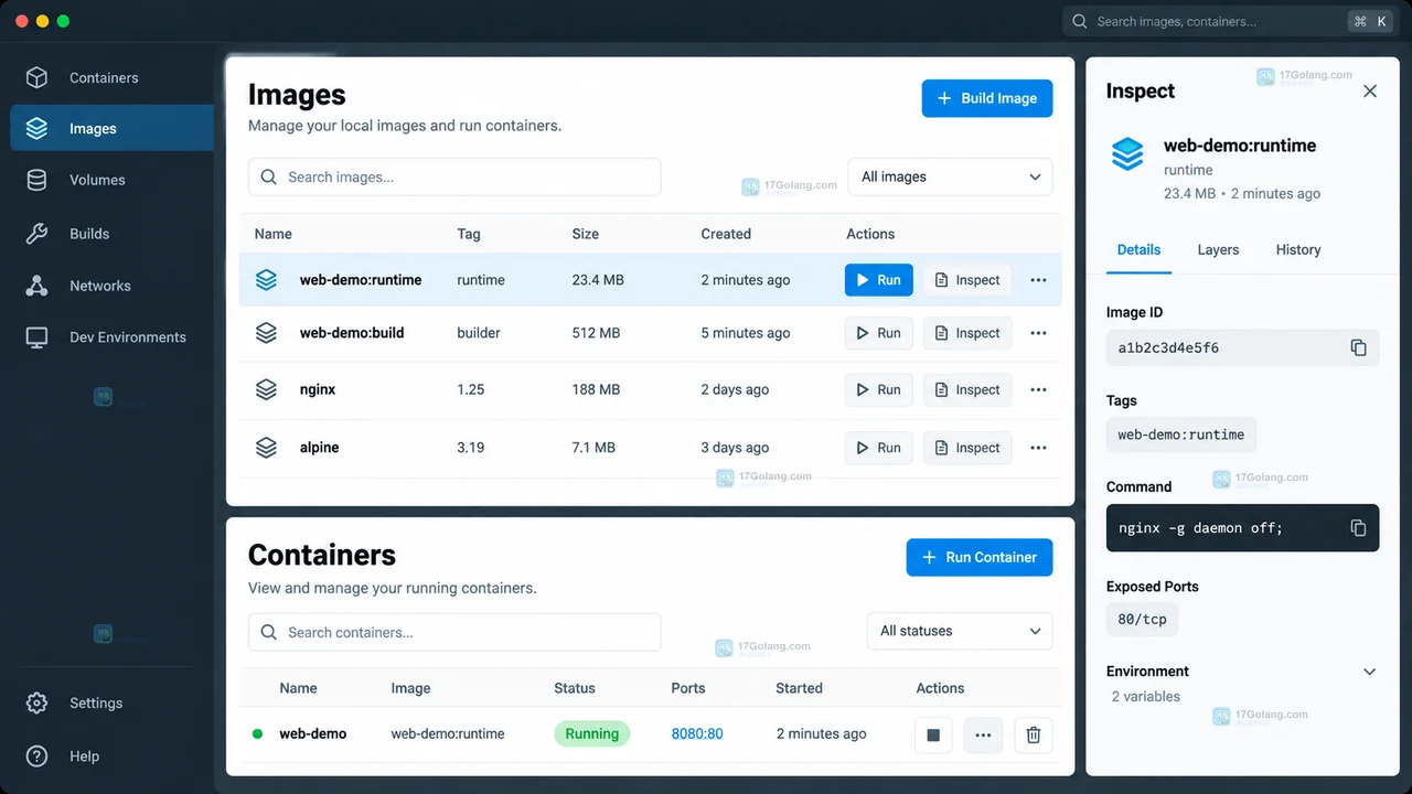Docker 多阶段构建在 VS Code 项目入口中显示 Dockerfile、.dockerignore 和构建上下文的操作示意图