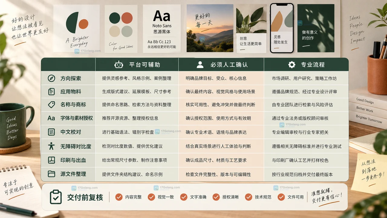 Lovart品牌视觉交付边界与验收矩阵示意图