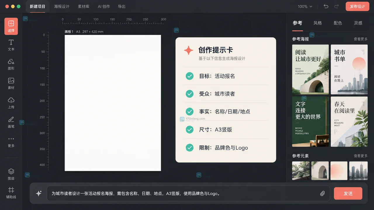 Lovart活动海报五项简报输入操作示意图