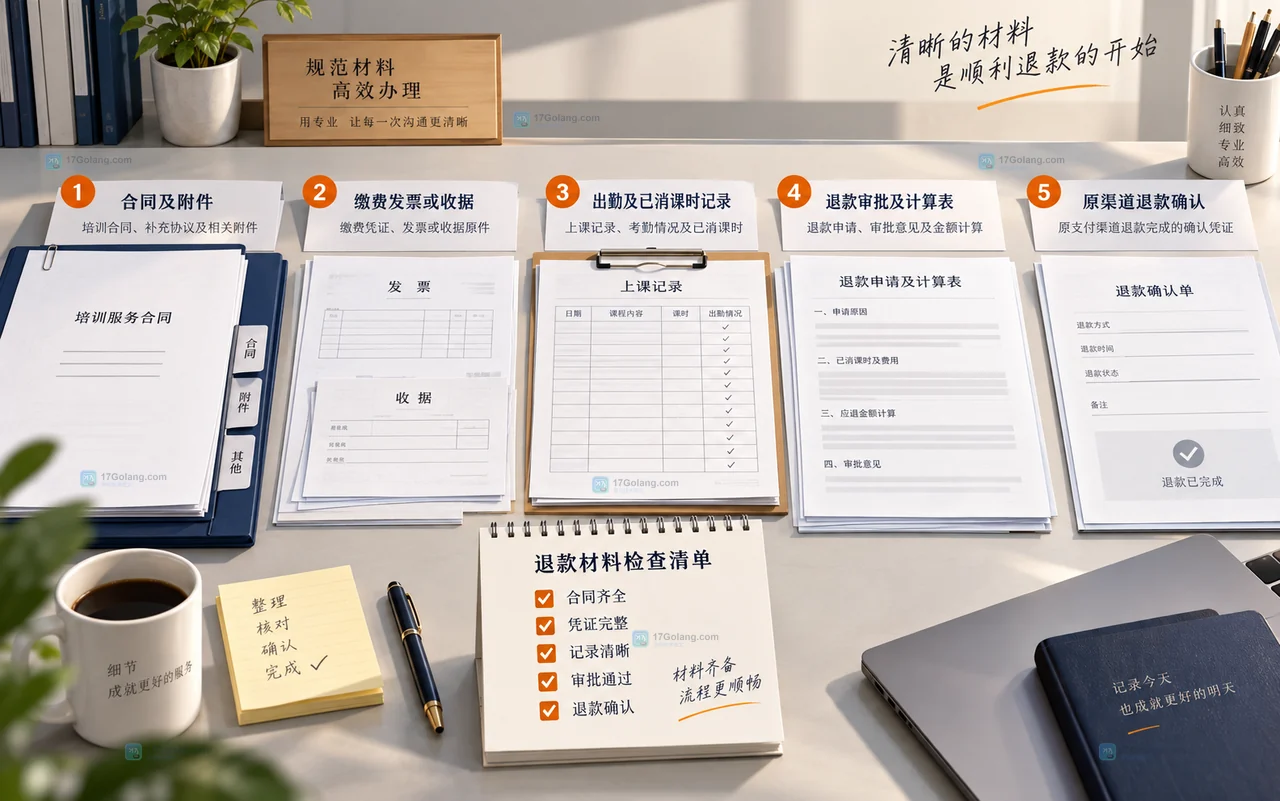 职业培训学员退费时合同付款课时申请和退款流水对应关系示意图