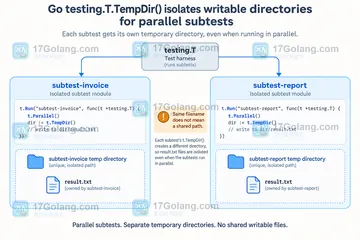 Go testing.T.TempDir 在并行子测试中如何隔离目录
