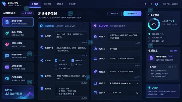 Agent模式可复用任务简报与变量区示意