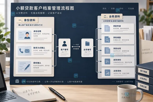 小额贷款业务按贷前贷中贷后阶段串联并汇入交接清单的原创说明图