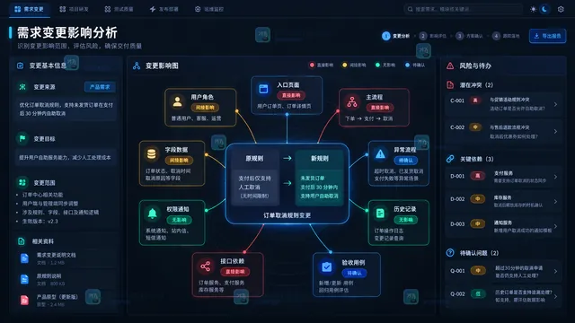 需求变更对角色页面流程数据和异常状态的影响范围图示意