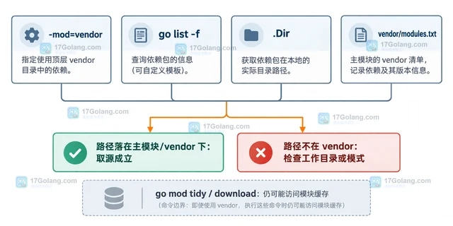 Go module vendor 模式下如何确认依赖来自 vendor 目录