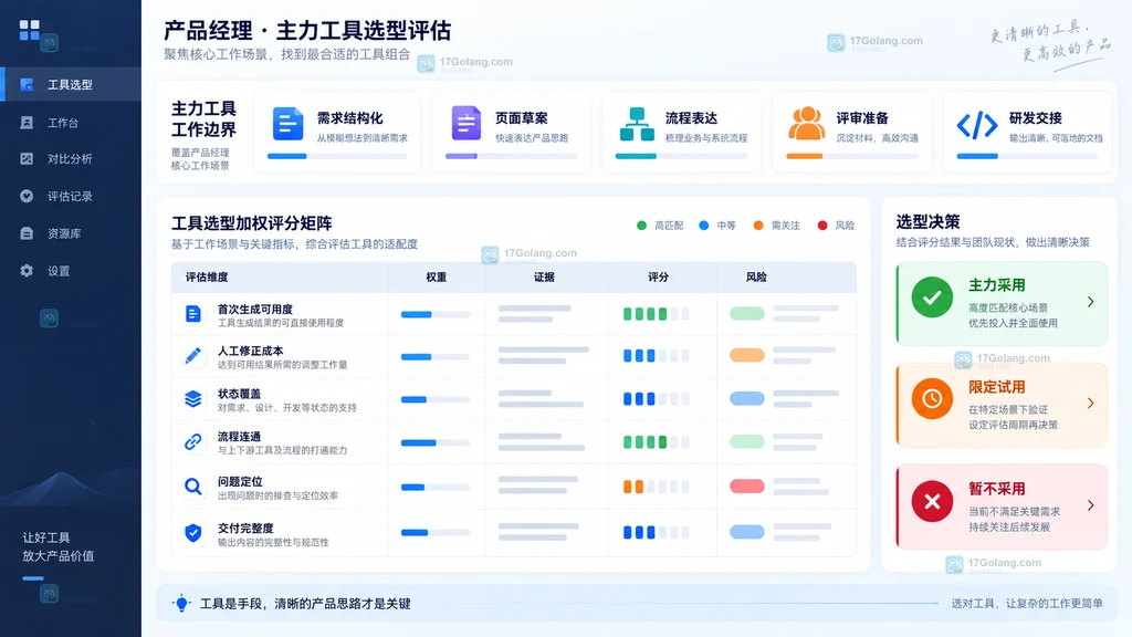 产品经理主力工具需求整理原型制作评审交付权重评分卡示意