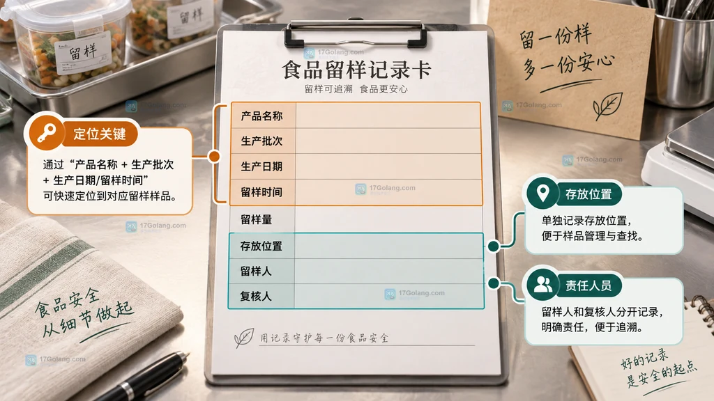 食品小作坊批次追溯关系说明图，展示原料凭证到留样、检验和销售去向的连接
