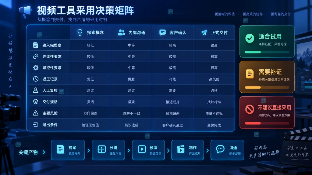 探索概念内部沟通客户确认正式交付适用条件风险退出条件矩阵