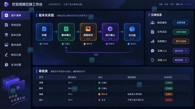 MCN用LibTV做完栏目视频后怎么交接？整理审核回执、版本台账和复用模板