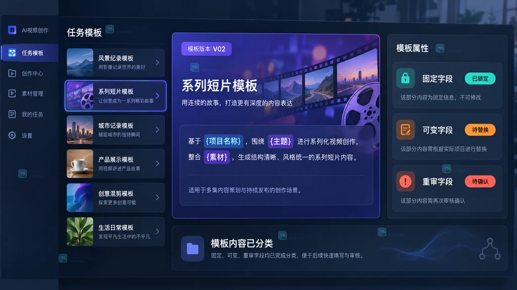 AI Agent任务模板卡原创界面说明图