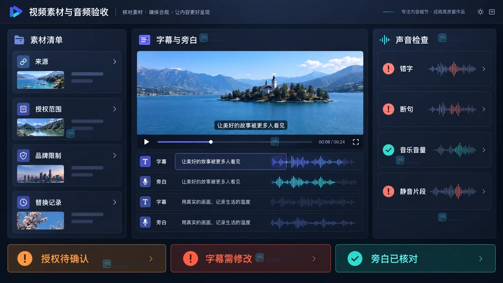 素材授权与声音字幕检查原创界面说明图