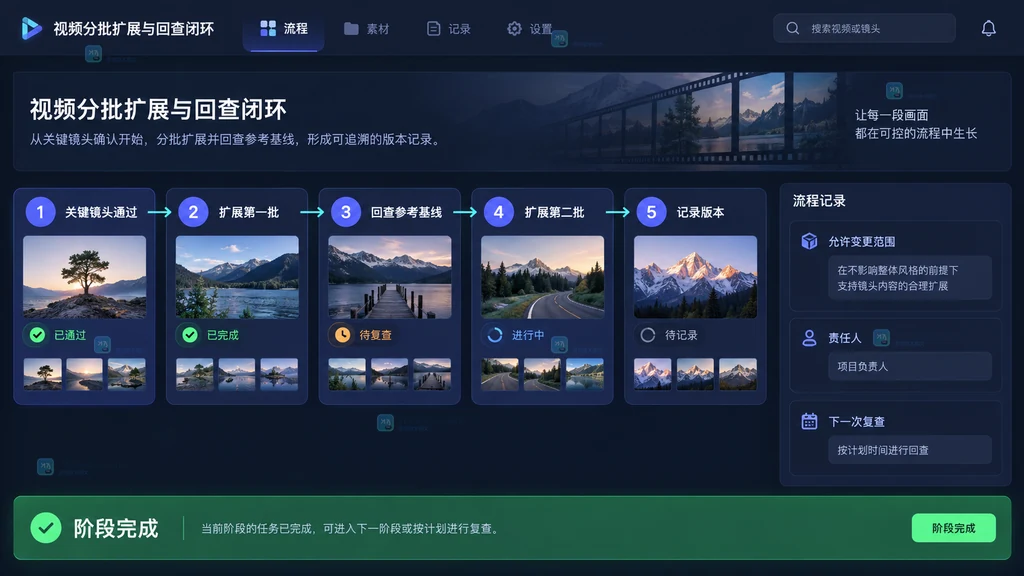 通过复查后分批扩展镜头原创界面说明图