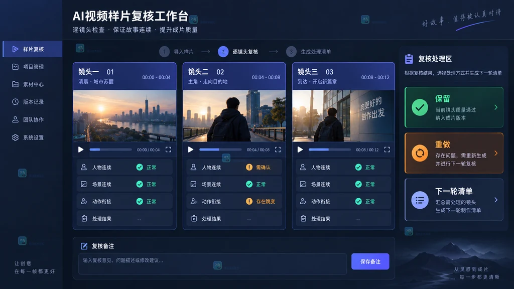 三镜头样片复核原创界面说明图