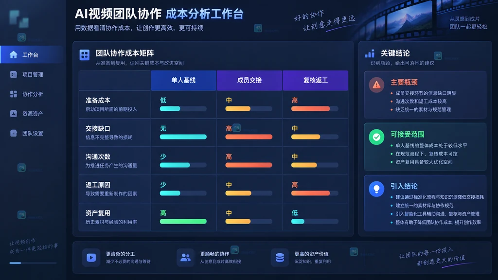 AI视频团队协作成本矩阵原创界面说明图