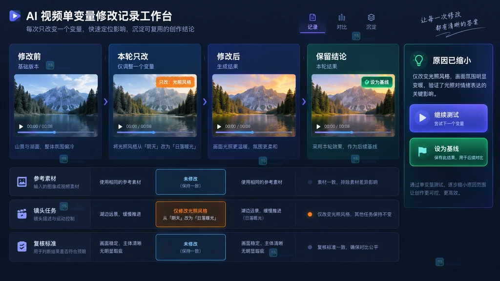 AI视频单变量修改记录原创界面说明图