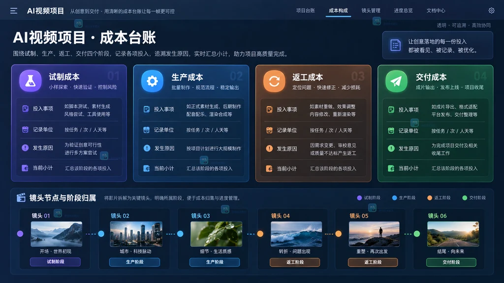 AI视频项目四部分成本台账原创界面说明图