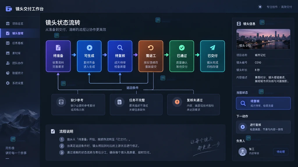 镜头交付状态流转原创界面说明图
