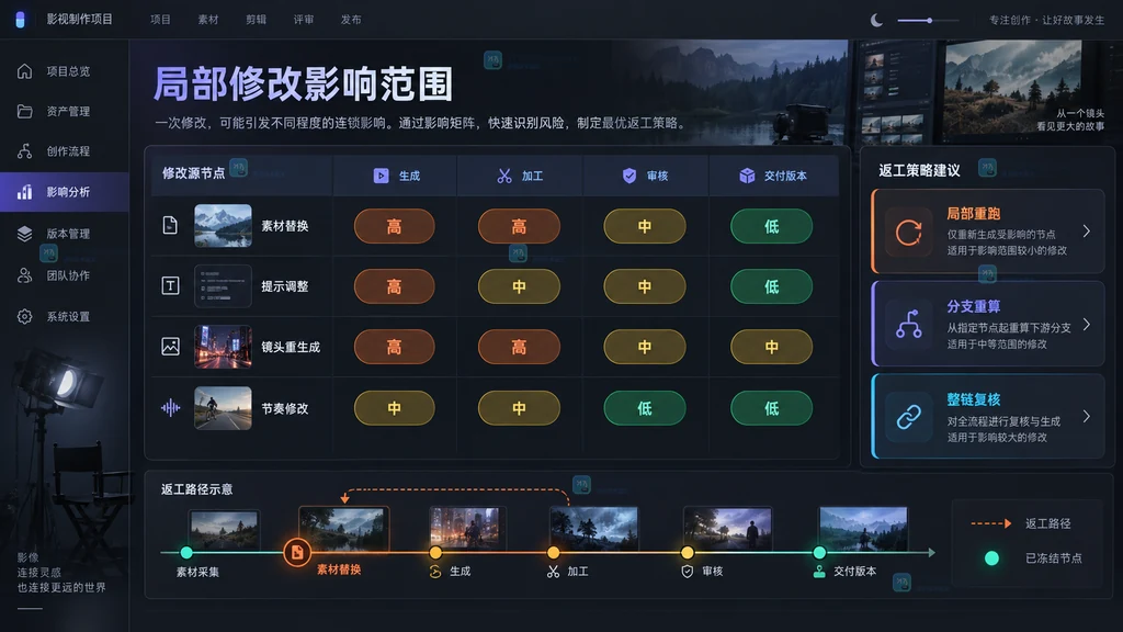 视频节点返工影响矩阵原创界面说明图