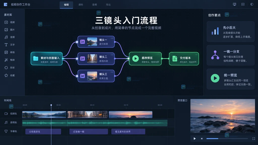 节点式视频编辑新手画布原创界面说明图